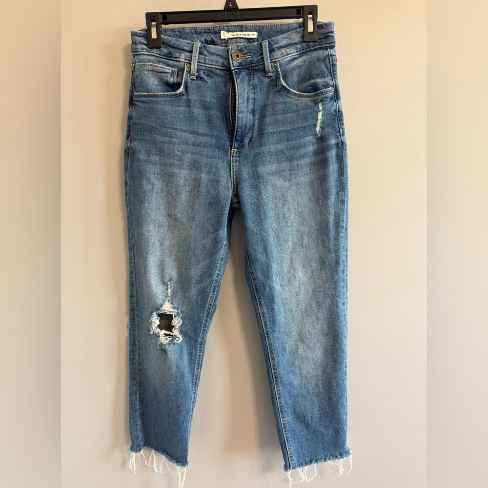 Whetherly distressed straight crop jeans size 27/4